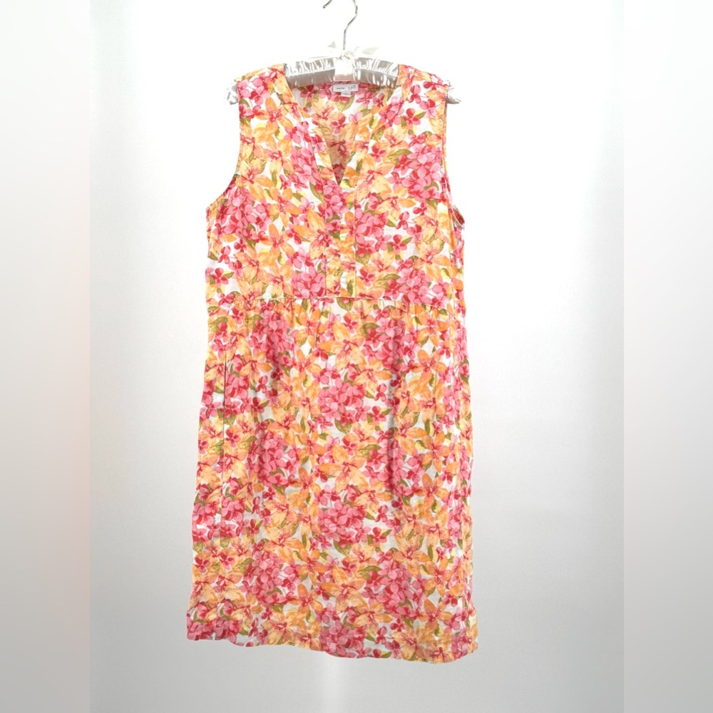J. Jill Love Linen Floral Sleeveless Dress Size M